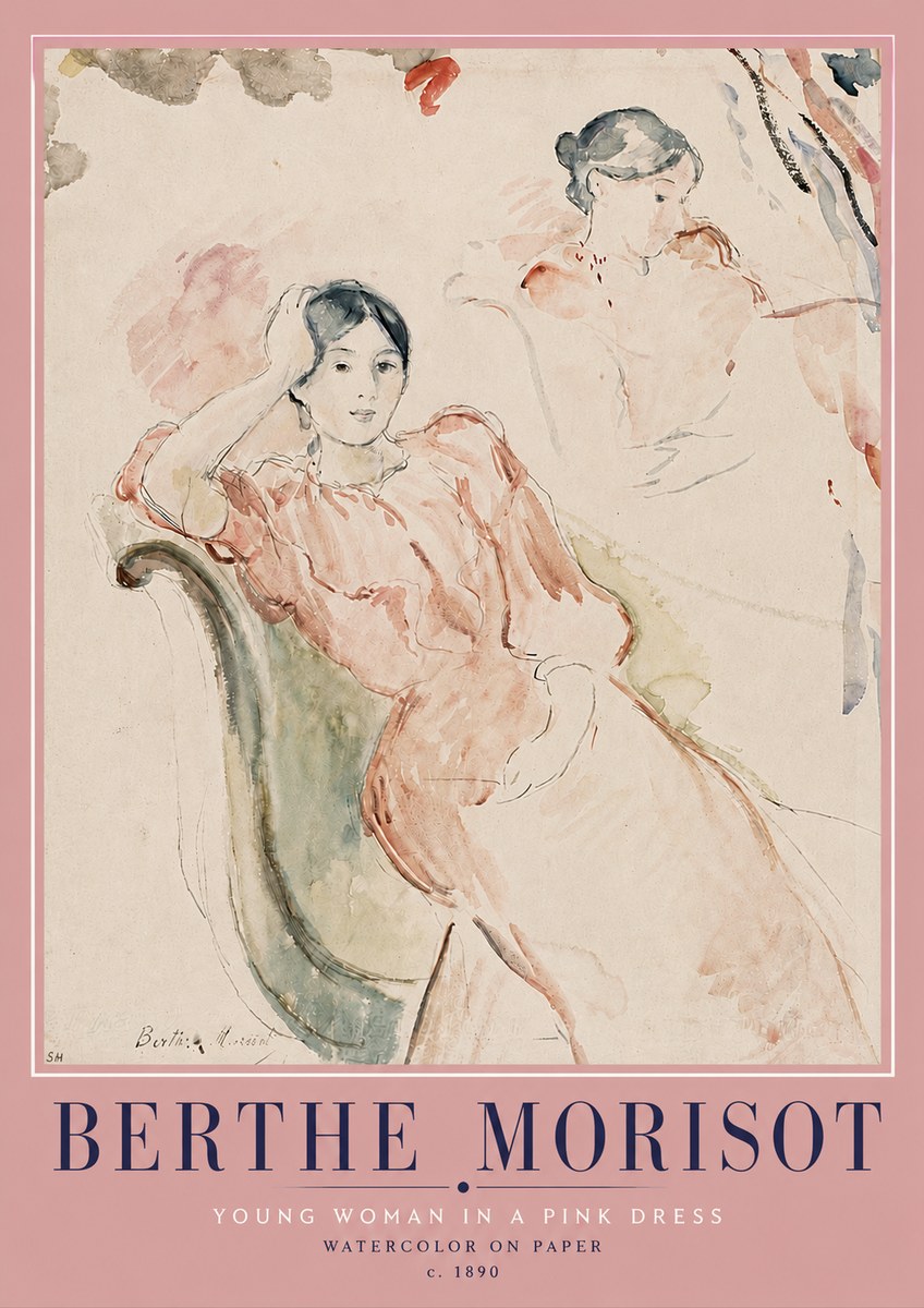Berthe Morisot Young Woman in a Pink Dress II No4 - Poster