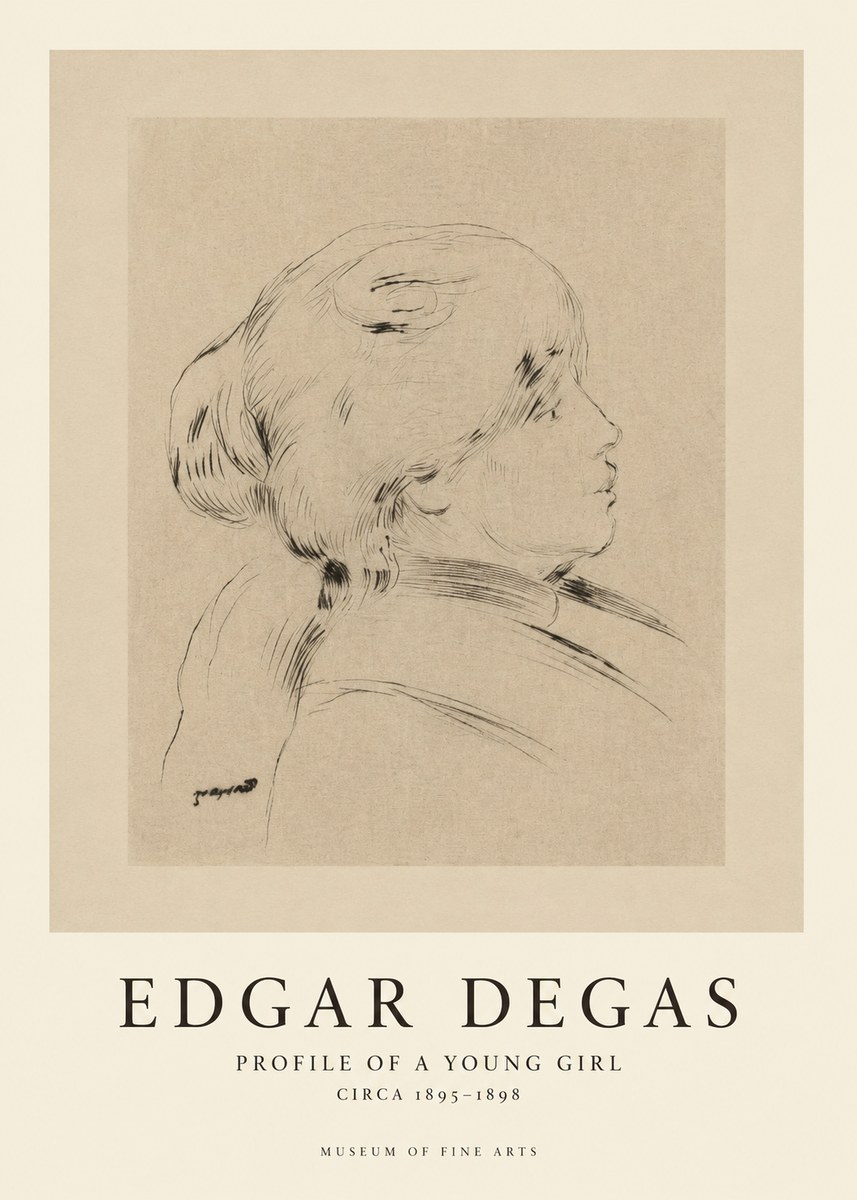 Edgar Degas Profile of a Young Girl No1 - Poster