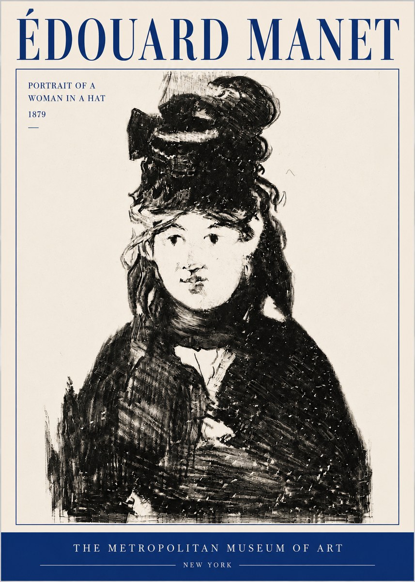 Édouard Manet Portrait of a Woman in a Hat No4 - Poster
