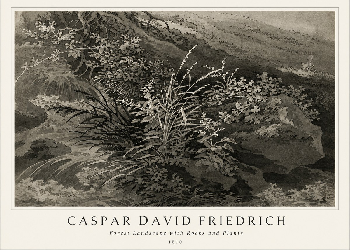 Caspar David Friedrich Forest Landscape with Rocks and Plants No1 - Poster