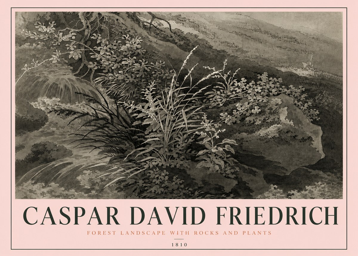 Caspar David Friedrich Forest Landscape with Rocks and Plants No4 - Poster