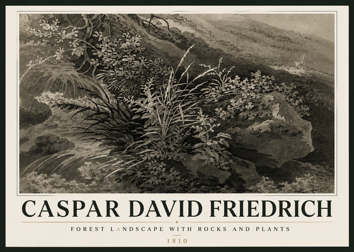 Caspar David Friedrich Forest Landscape with Rocks and Plants No6 - Poster
