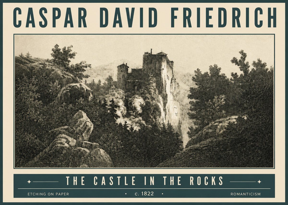 Caspar David Friedrich The Castle in the Rocks No4 - Poster
