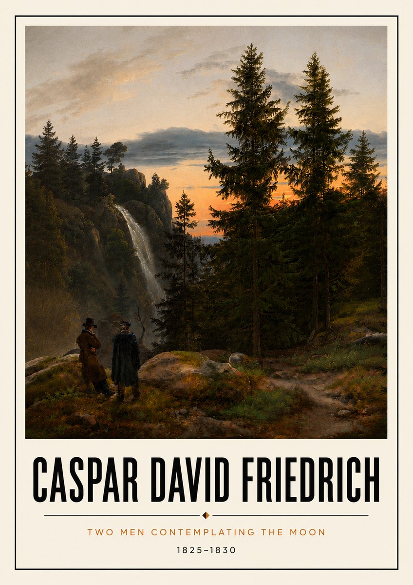 Caspar David Friedrich Two Men Contemplating the Moon I No5 - Poster