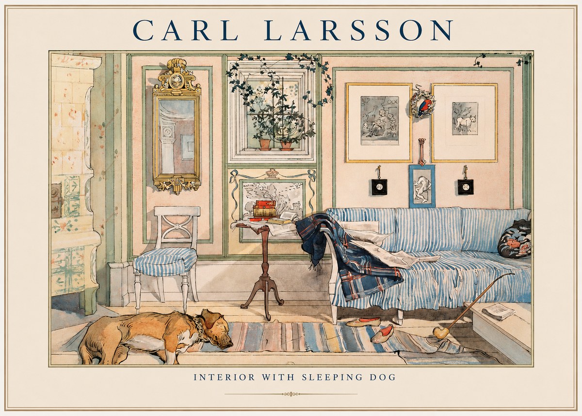 Carl Larsson Interior with Sleeping Dog No1 - Poster