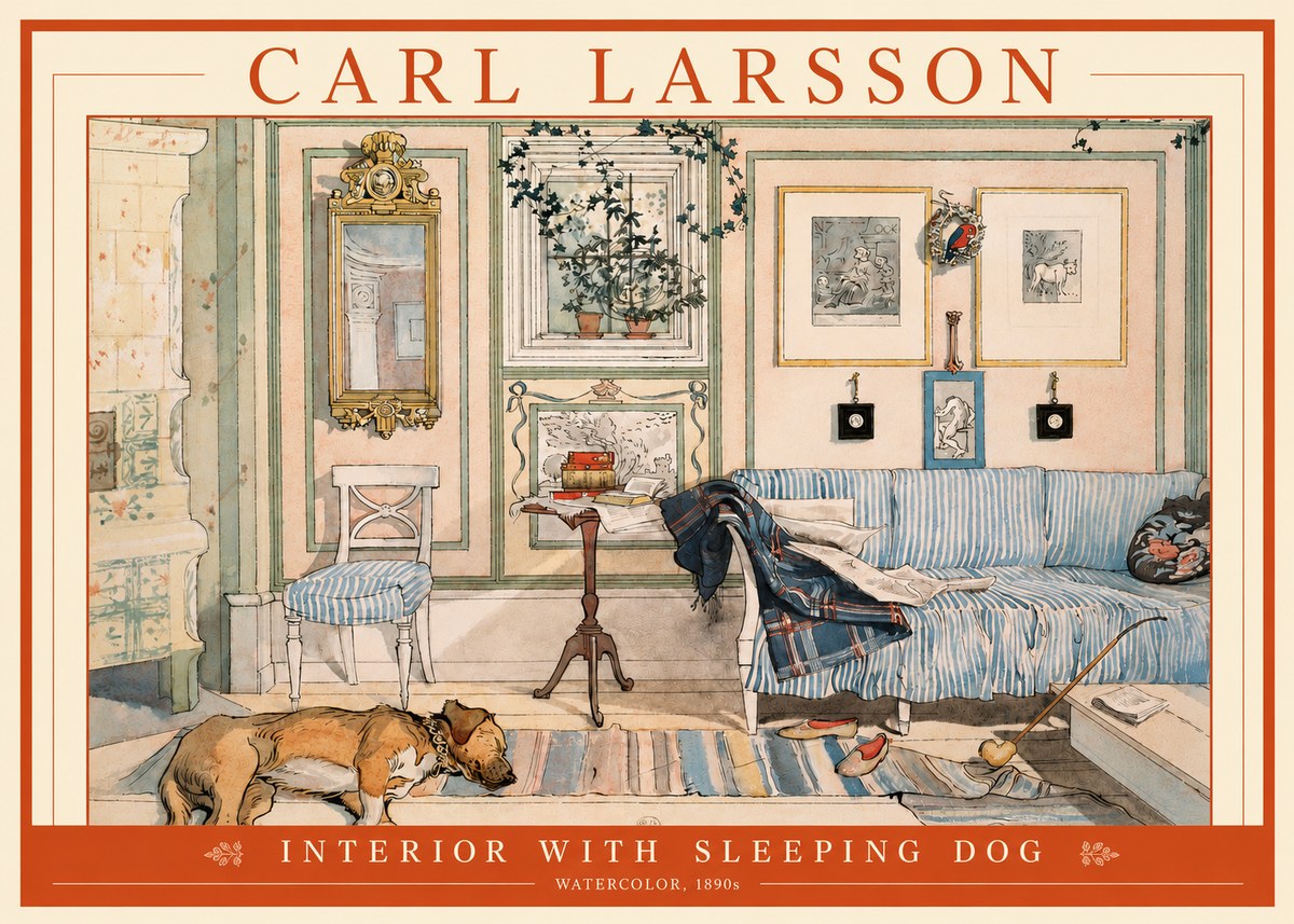 Carl Larsson Interior with Sleeping Dog No3 - Poster
