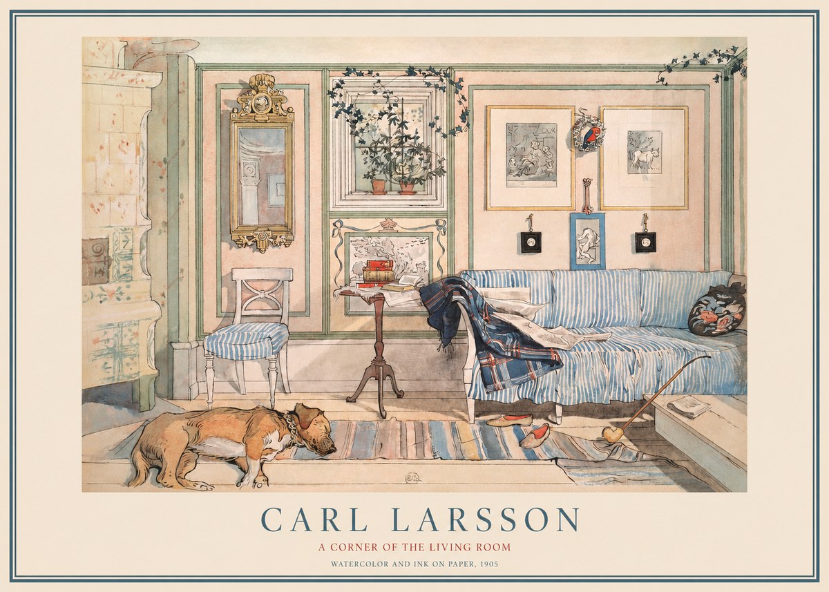 Carl Larsson Interior with Sleeping Dog No4 - Poster