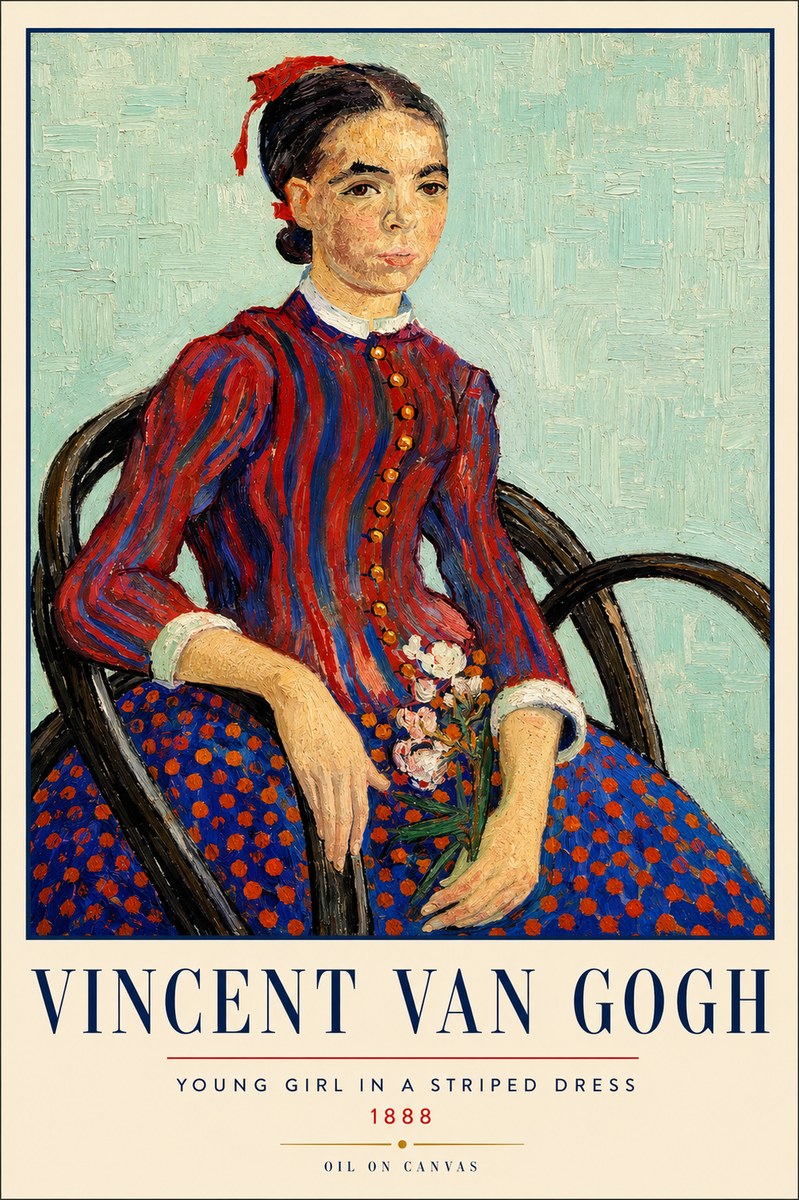 Van Gogh Young Girl in a Striped Dress, 1888 No3 - Poster
