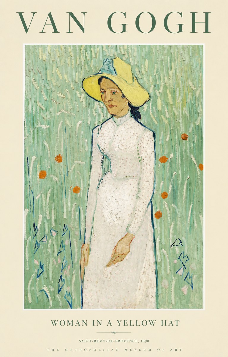 Van Gogh Woman in a Yellow Hat No1 - Poster