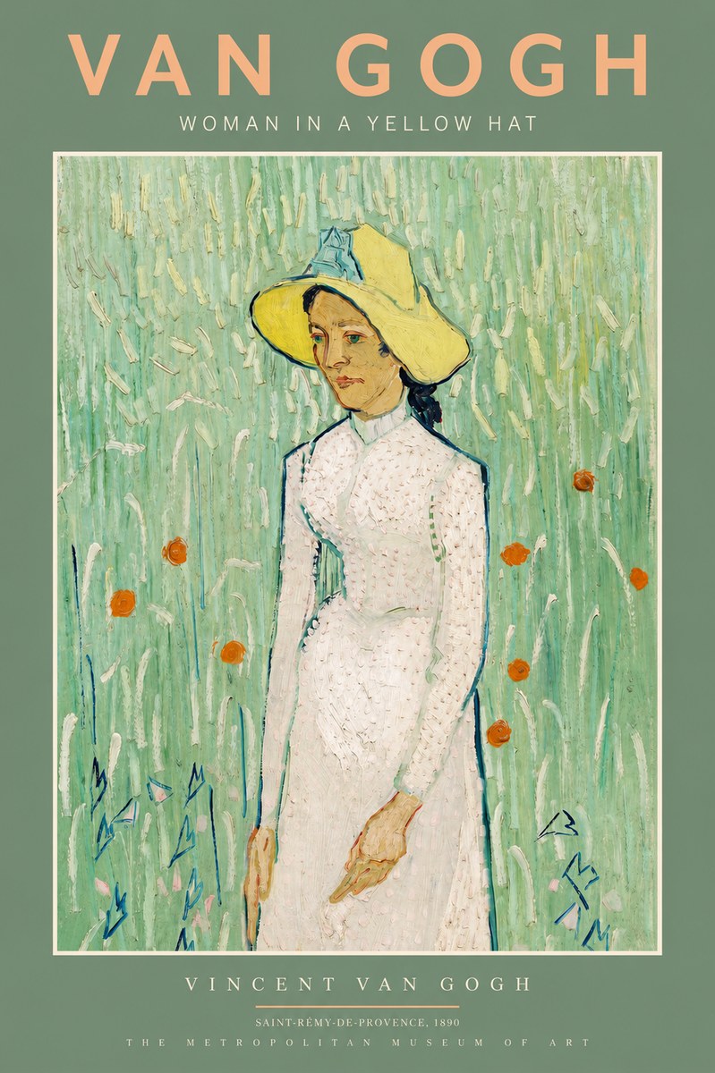 Van Gogh Woman in a Yellow Hat No2 - Poster