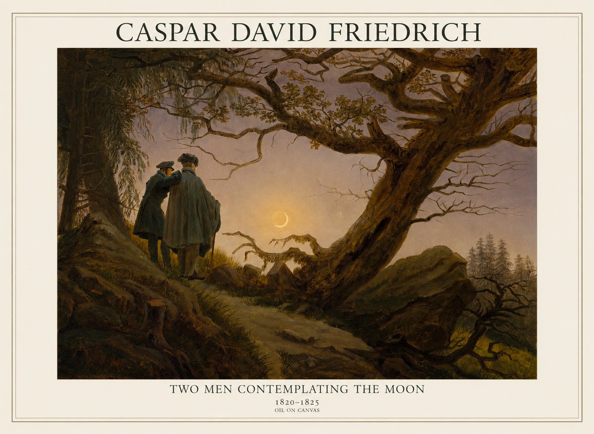 Caspar David Friedrich Two Men Contemplating the Moon II No1 - Poster
