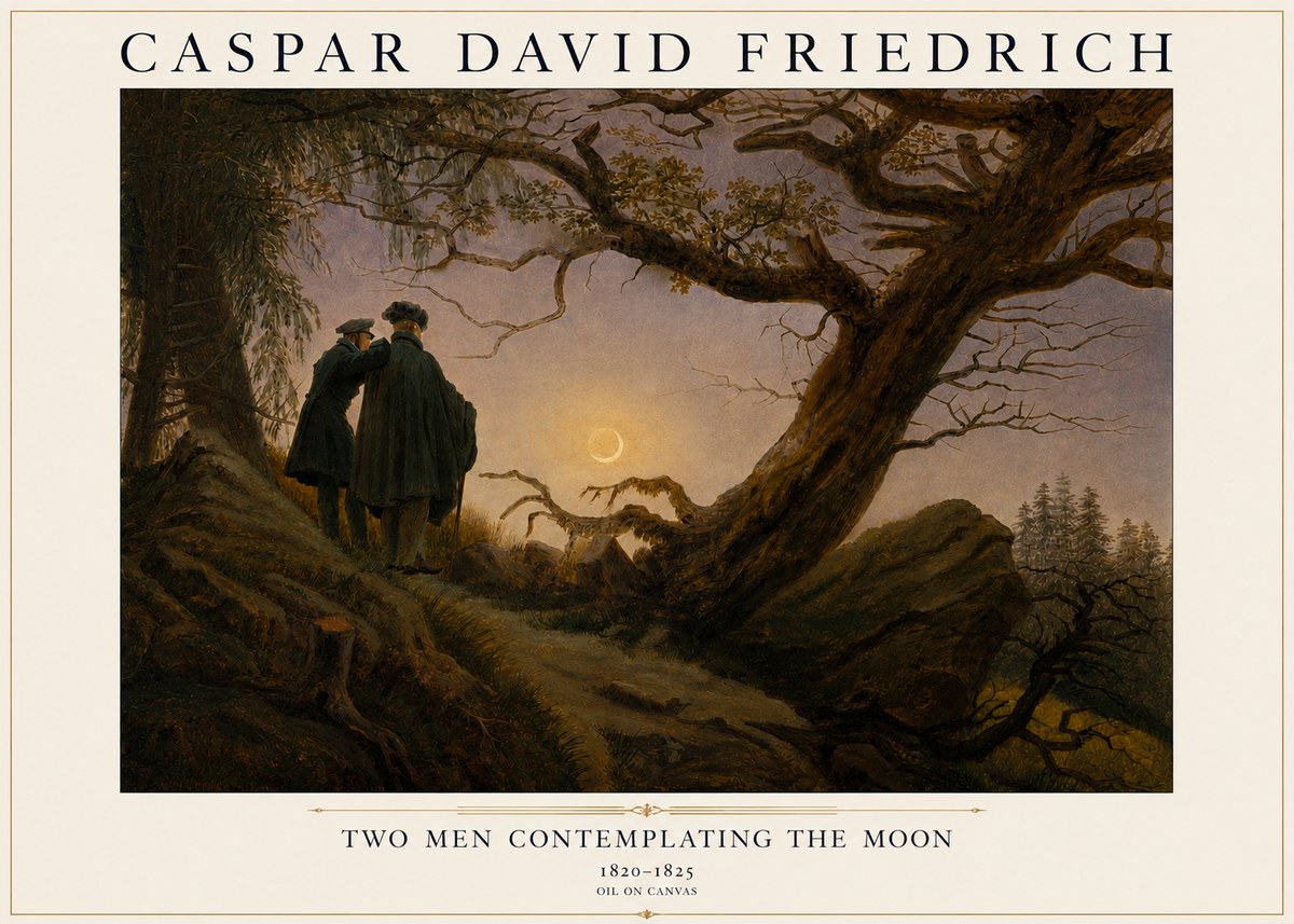 Caspar David Friedrich Two Men Contemplating the Moon II No3 - Poster