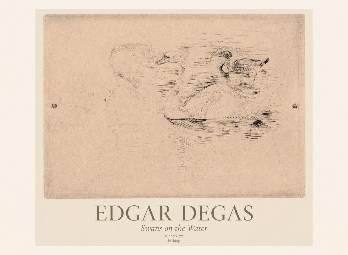 Edgar Degas Swans on the Water No1 - Poster