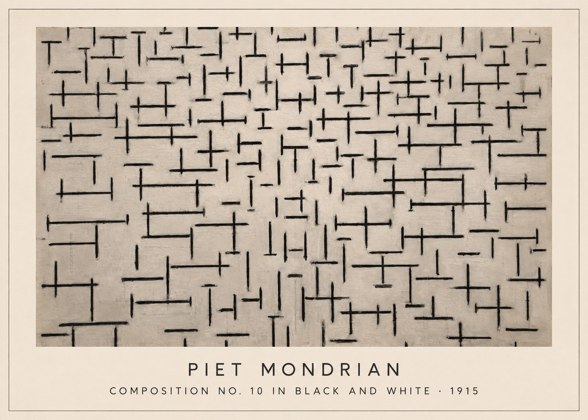 Piet Mondrian Composition No. 10 in Black and White No3 - Poster
