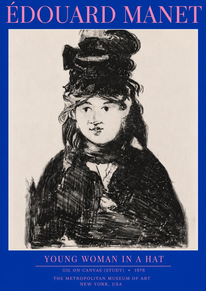 Édouard Manet Young Woman in a Hat IV No2 - Poster