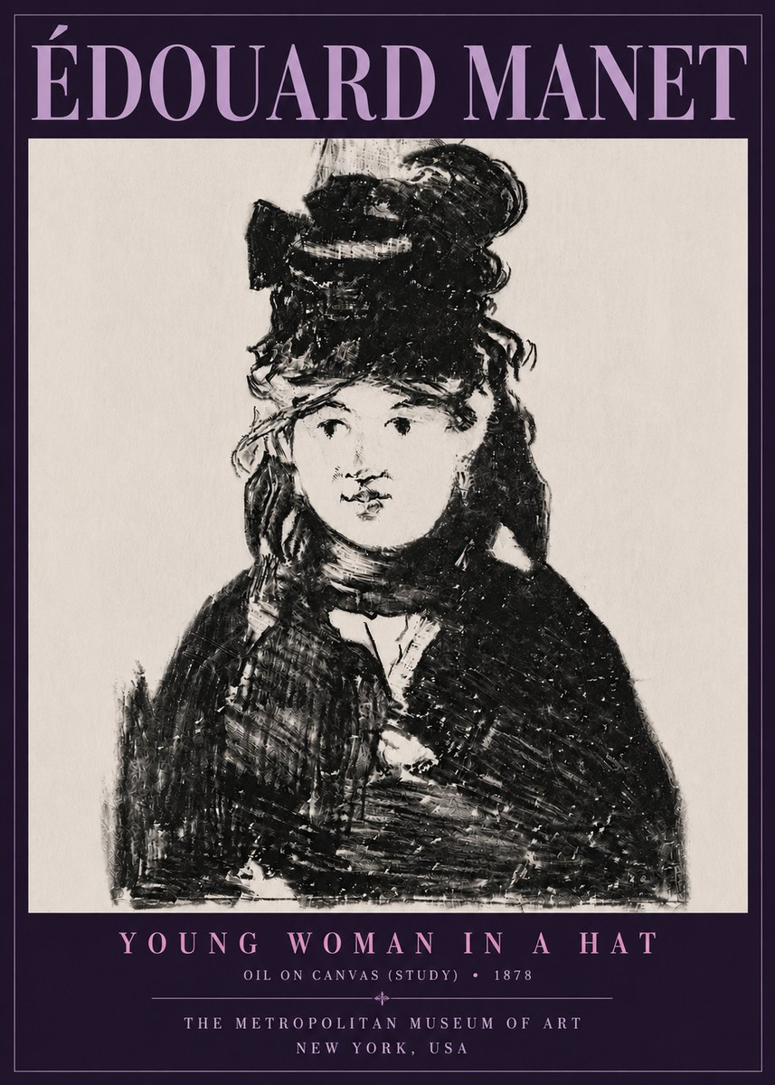 Édouard Manet Young Woman in a Hat IV No6 - Poster