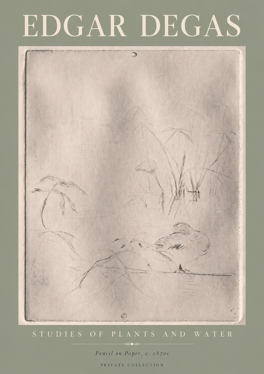 Edgar Degas Studies of Plants and Water No4 - Poster