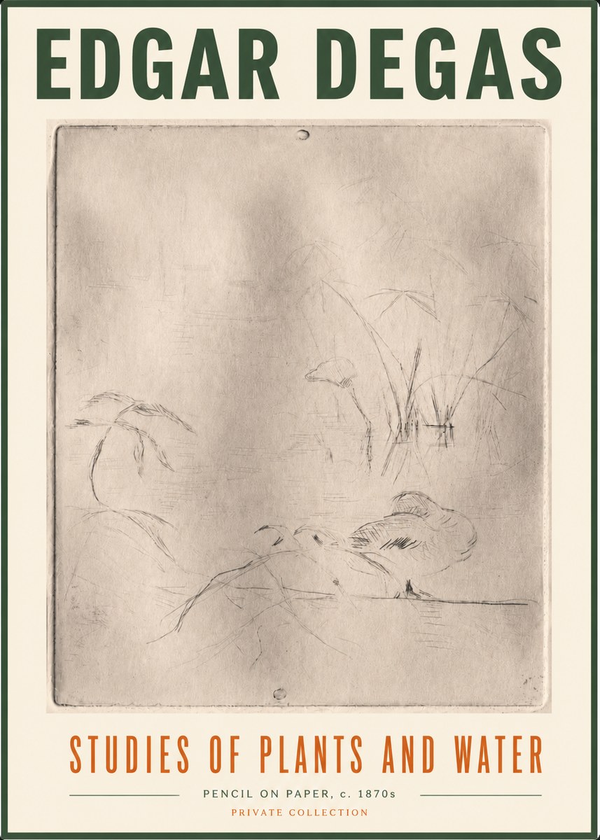 Edgar Degas Studies of Plants and Water No5 - Poster
