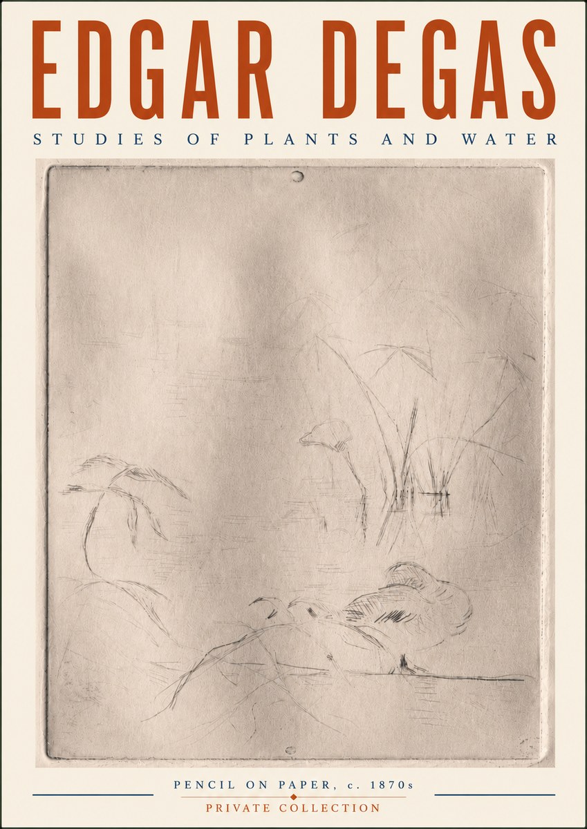 Edgar Degas Studies of Plants and Water No6 - Poster