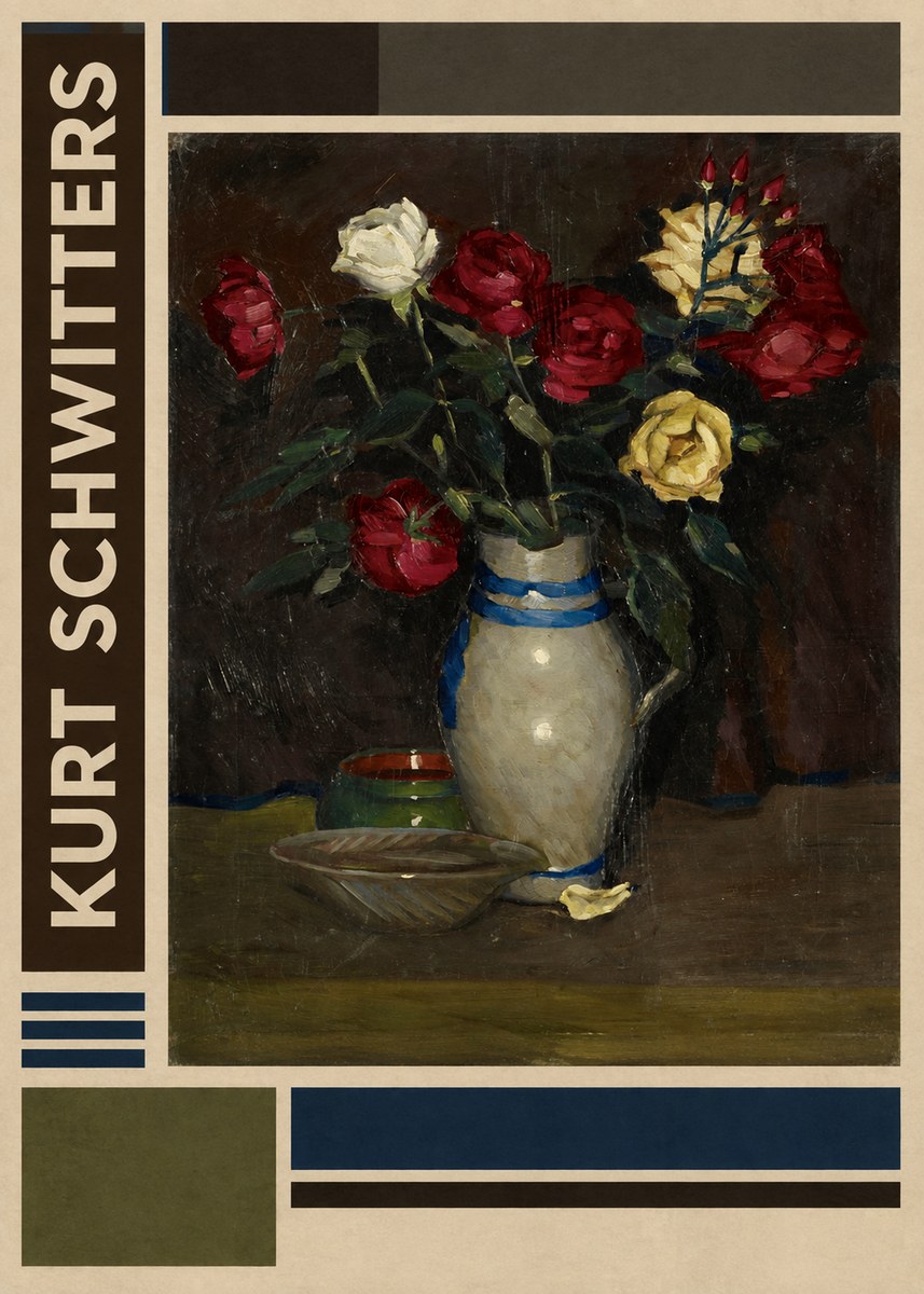 Kurt Schwitters Still Life with Roses No2 - Poster