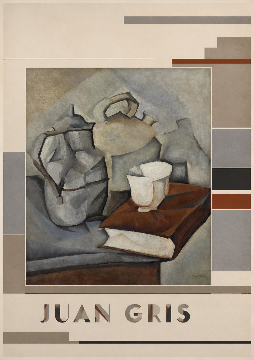 Juan Gris Still Life with Book and Vessels No5 - Poster