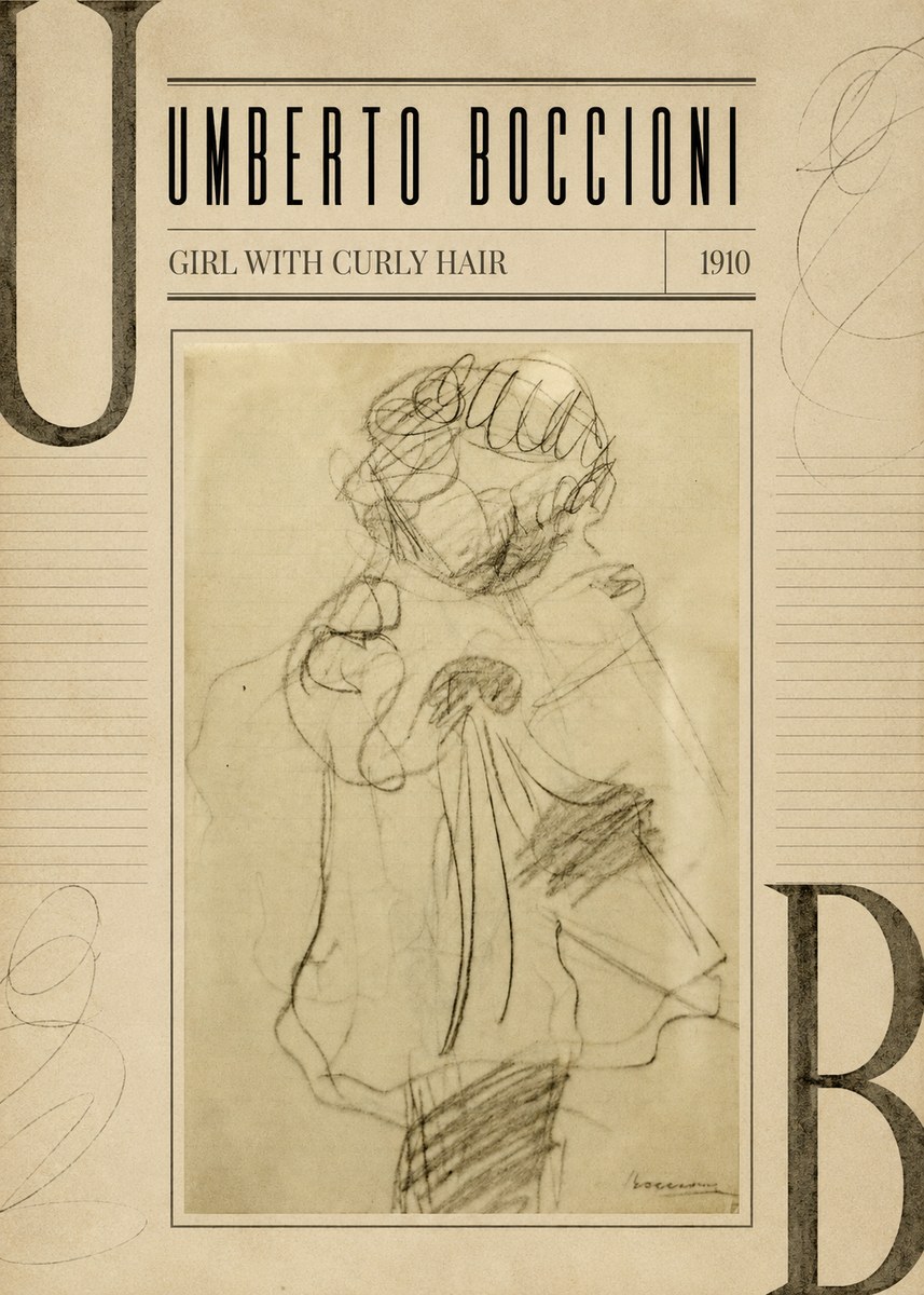 Umberto Boccioni Girl with Curly Hair No3 - Poster