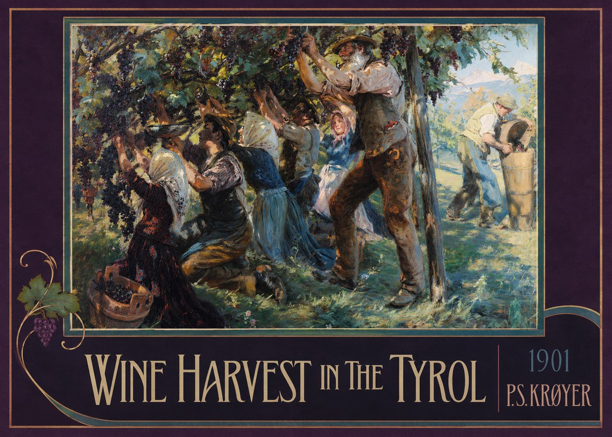 P.S. Krøyer Wine Harvest in the Tyrol No3 - Poster