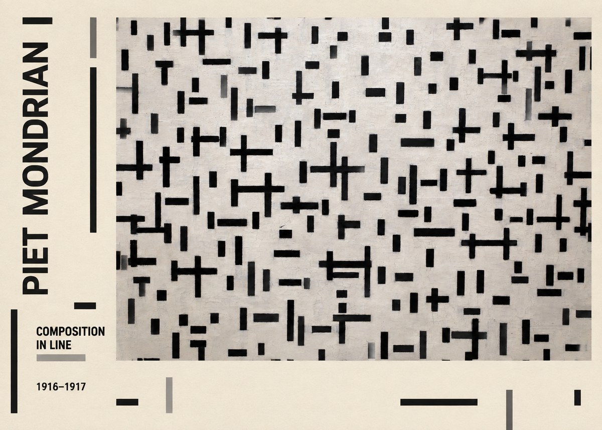 Piet Mondrian Composition in Line No2 - Poster