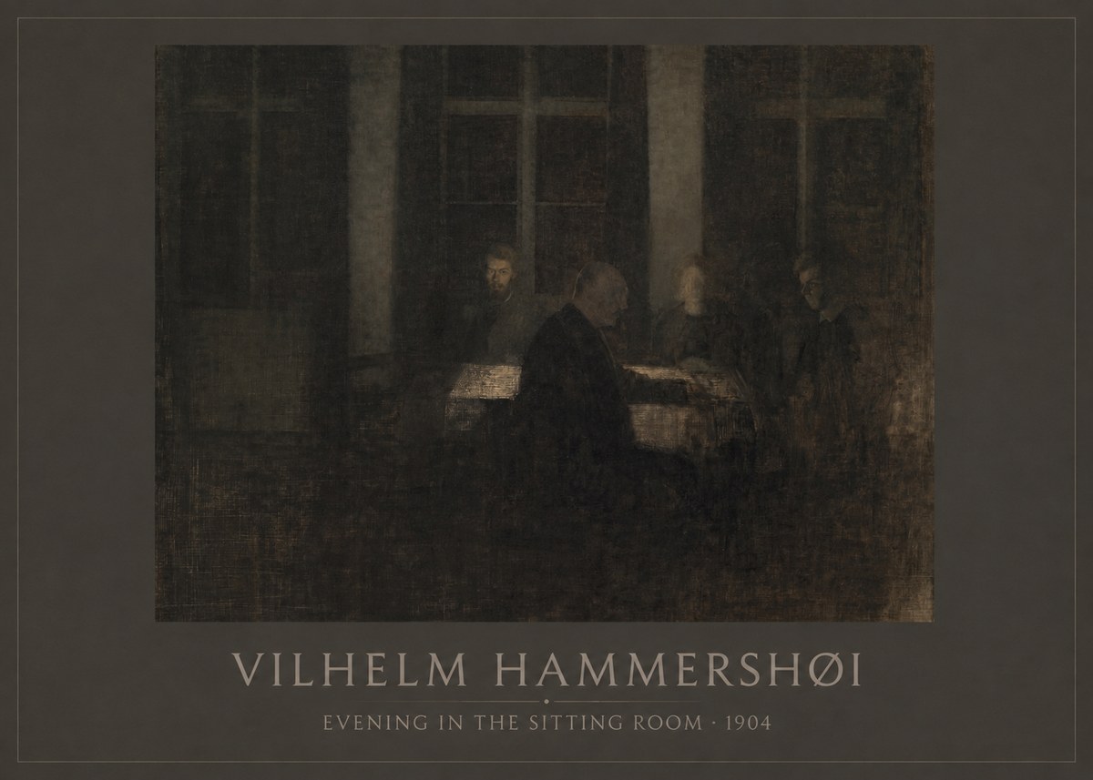 Vilhelm Hammershøi Evening in the Sitting Room No1 - Poster