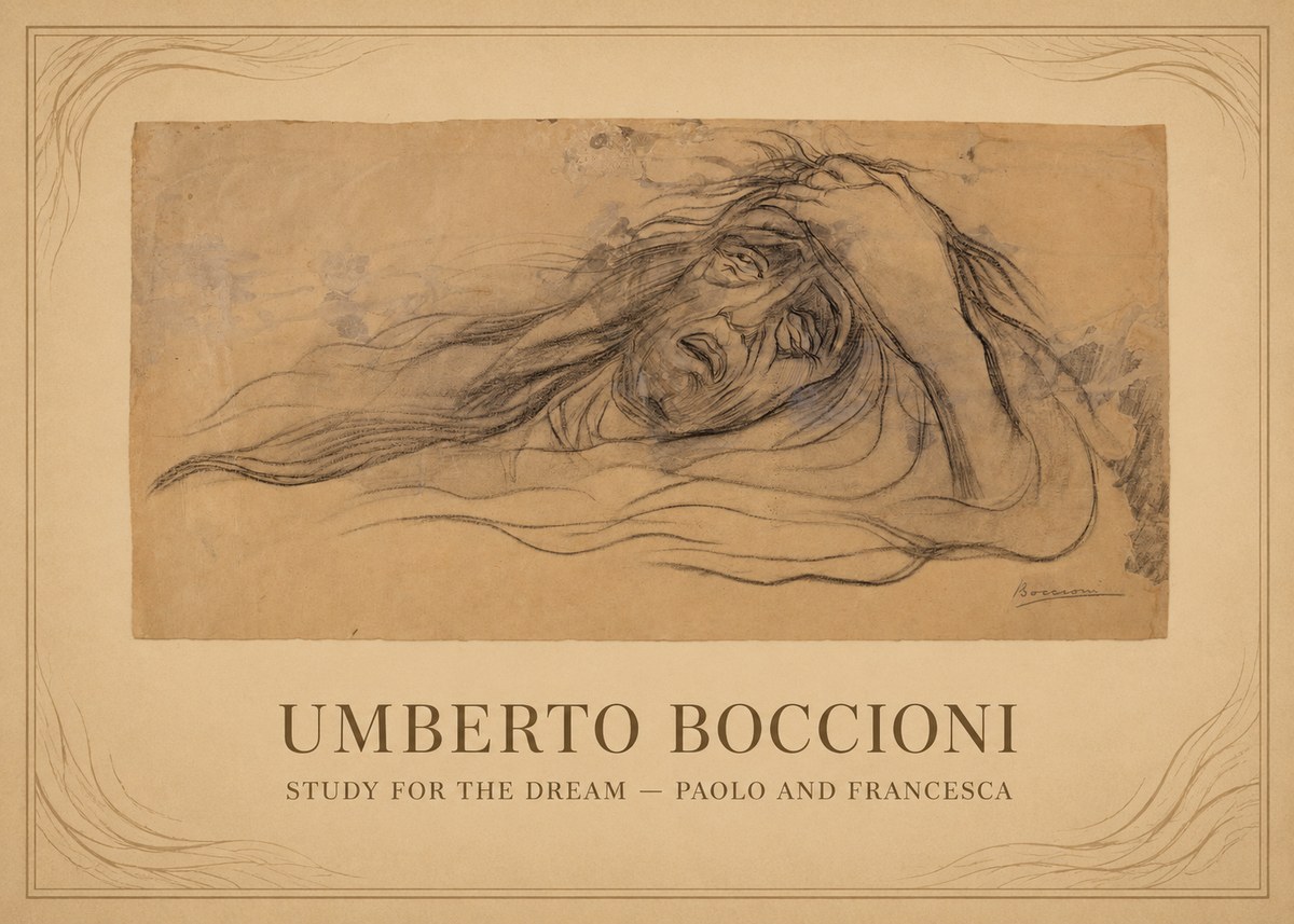 Umberto Boccioni Study for the Dream — Paolo and Francesca No1 - Poster