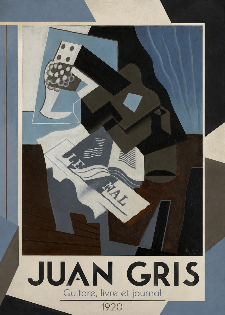 Juan Gris Guitare, Livre Et Journal No1 - Poster
