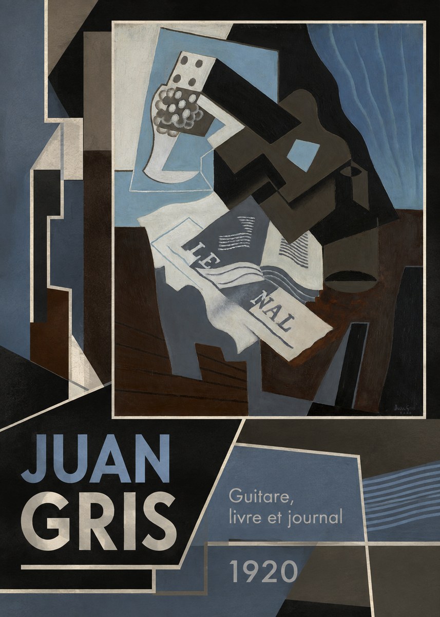 Juan Gris Guitare, Livre Et Journal No4 - Poster
