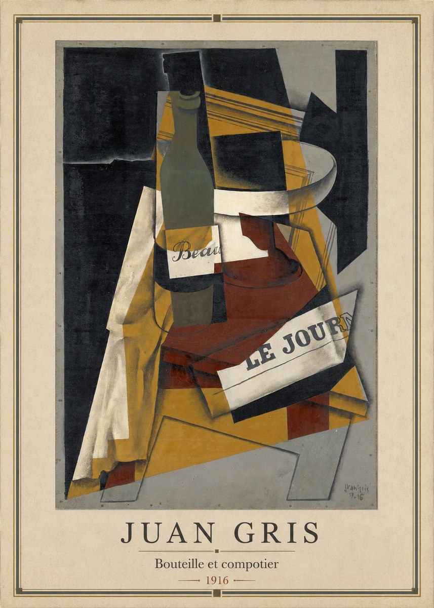 Juan Gris Bouteille Et Compotier No3 - Poster