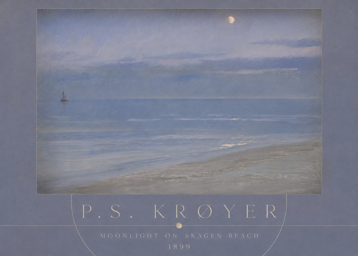 P.S. Krøyer Moonlight on Skagen Beach No3 - Poster