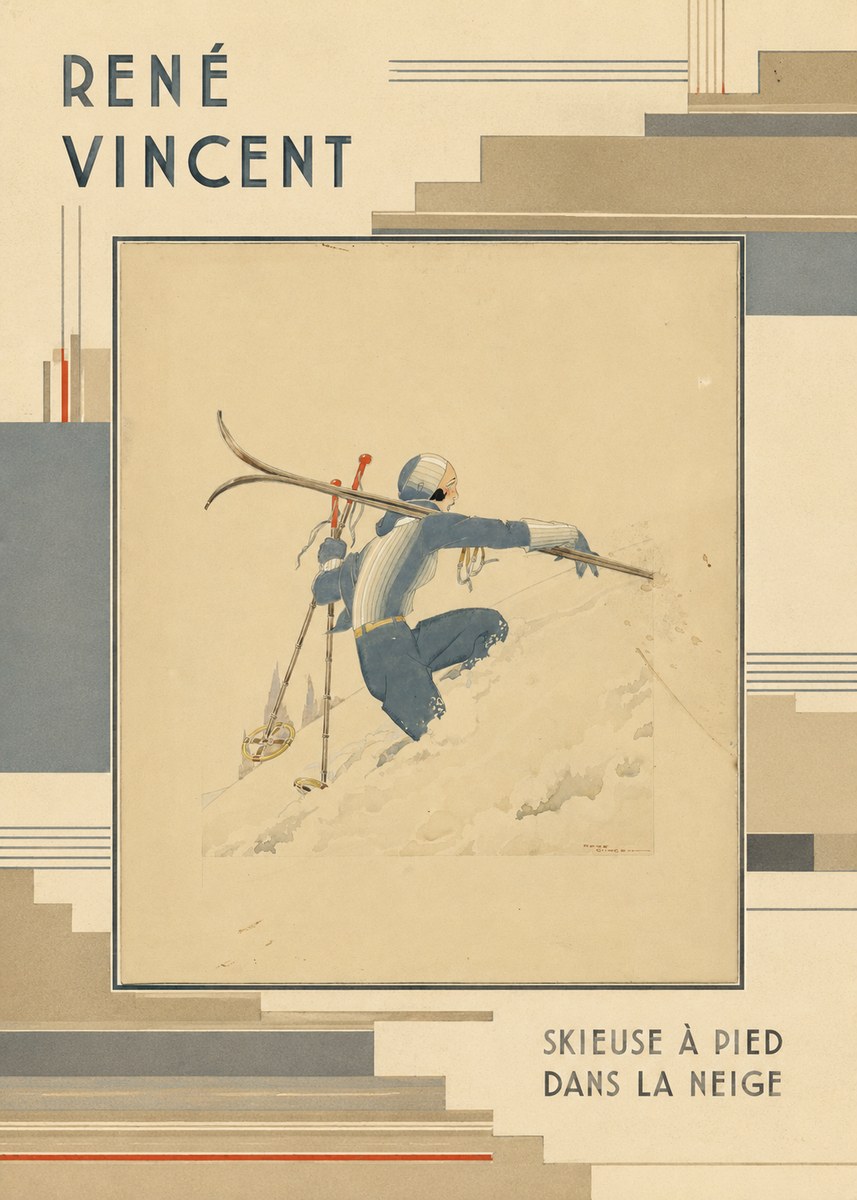 René Vincent Skieuse À Pied Dans La Neige No6 - Poster