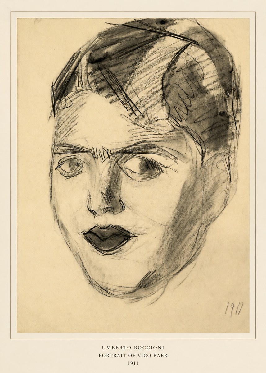 Umberto Boccioni Portrait of Vico Baer No6 - Poster