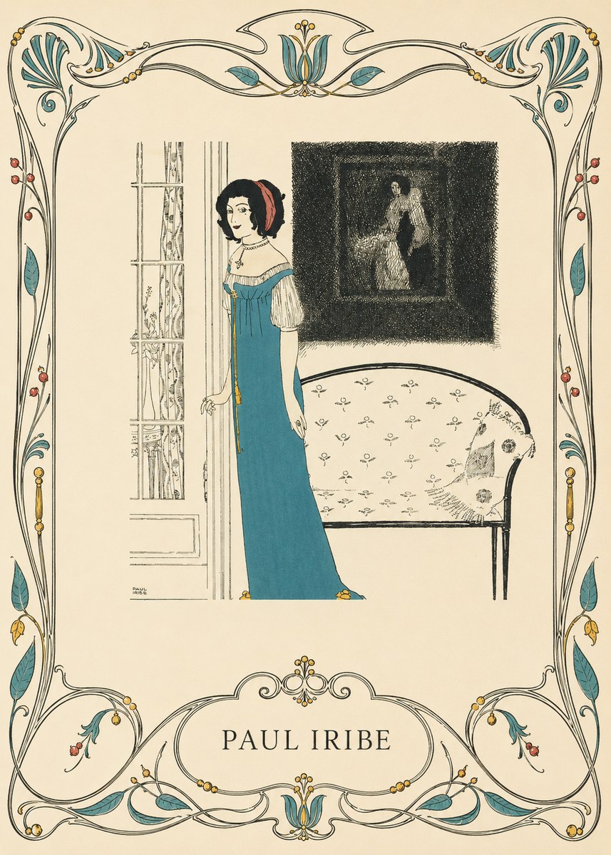 Paul Iribe Elegant Lady in Blue Dress No6 - Poster